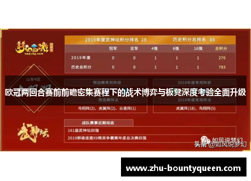欧冠两回合赛前前瞻密集赛程下的战术博弈与板凳深度考验全面升级